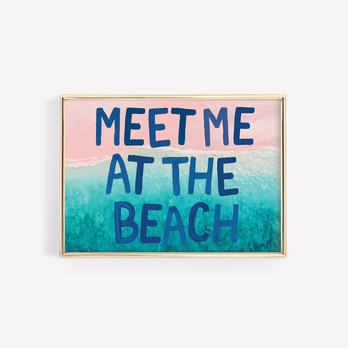 Pink Blue Coastal Print Aesthetic Beach Wall Art Ocean Wall Art Horizontal Wall Decor Spring Wall Art Cute Above Bed Decor Beach Poster