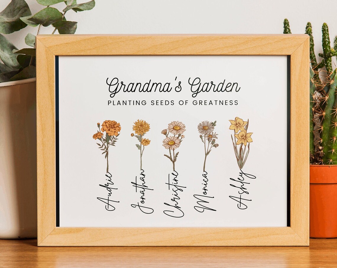 Grandma's Garden Personalized Names Birthday Month Art Print - Image 4