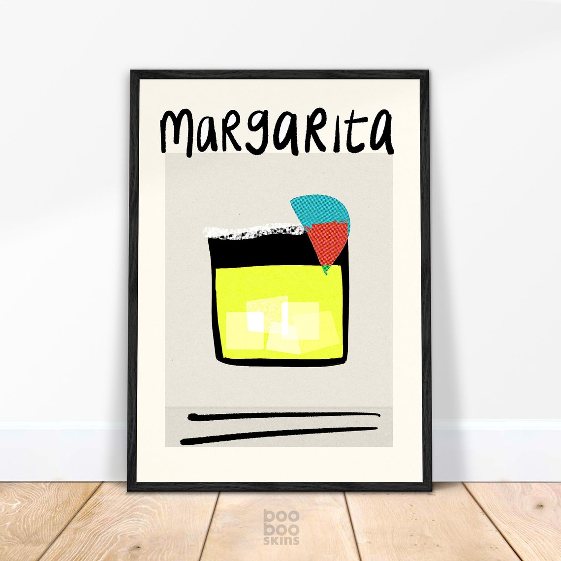Classic Margarita Cocktail With Salt Rim Colorful Bar Poster