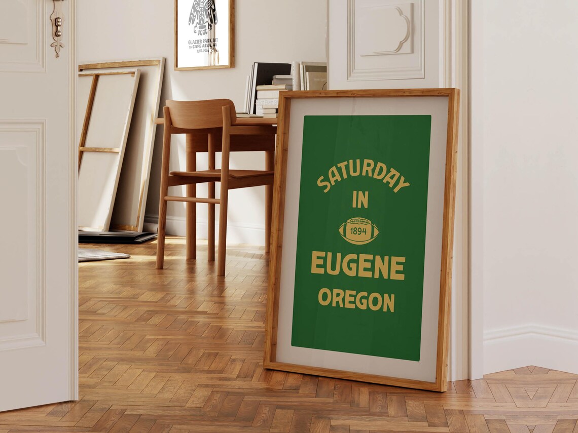 Retro Oregon Sports Print, Eugene Travel Poster