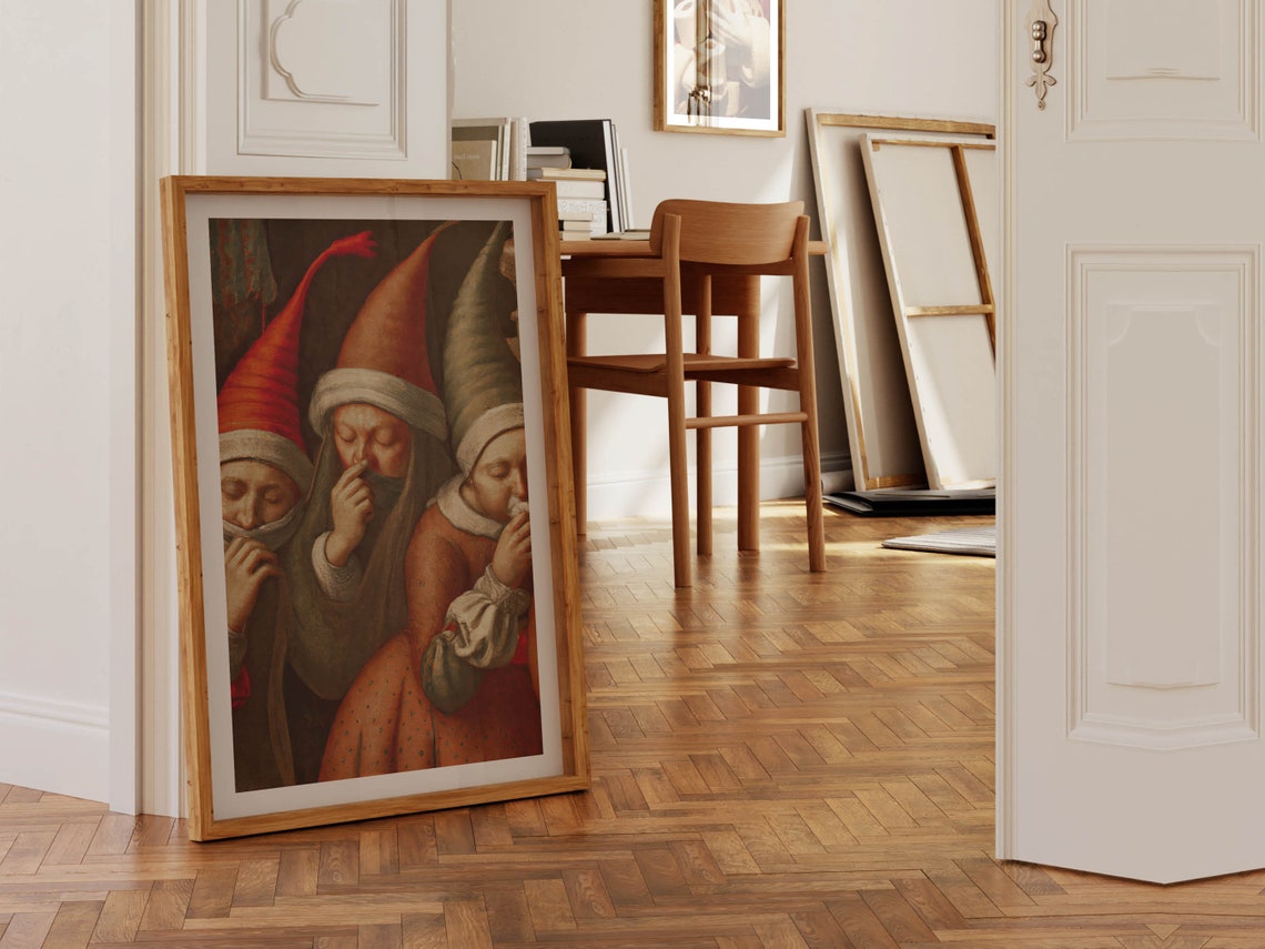 Classical Painting Figures Holding Breath Funny Bathroom Poster - Image 2