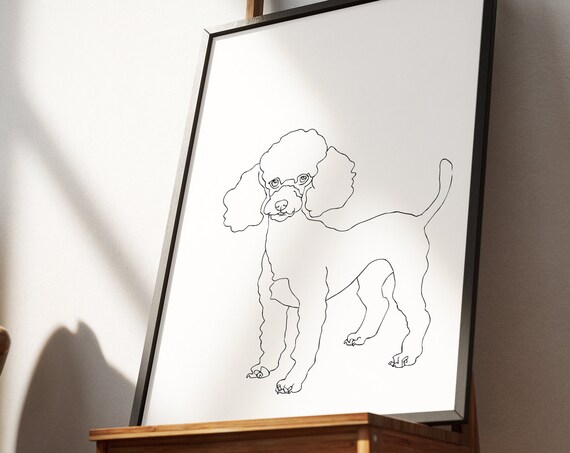 Poodle Wall Art Print Minimalist Line Drawing Poster Ugly Cute Bad Pet Portrait Mid Century Modern Dcor Gift Dog Mom Owner