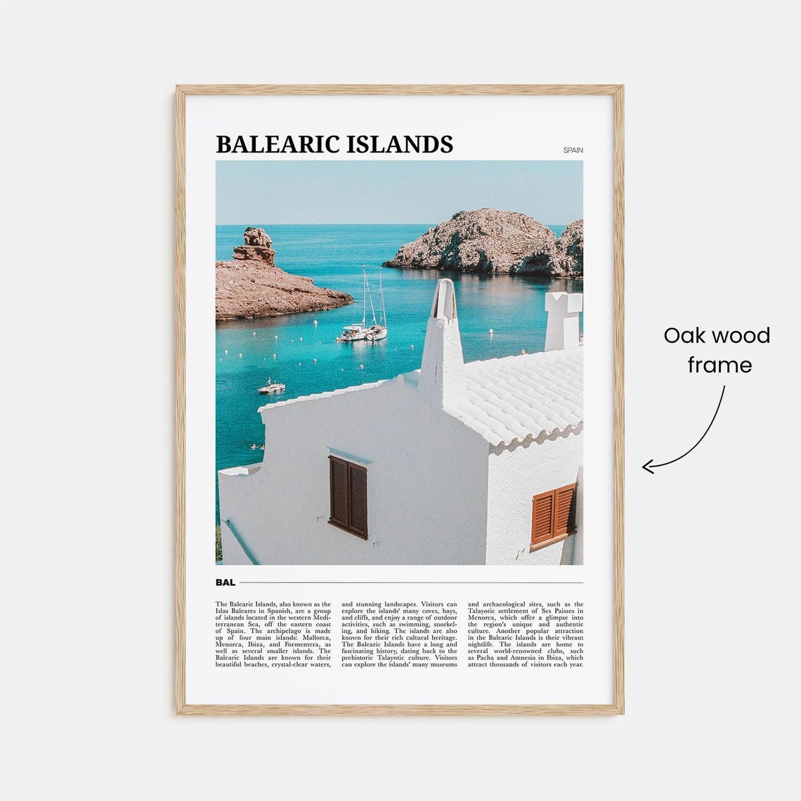 Balearic Islands Spain Whitewashed Village Bay Seascape Poster - Image 3