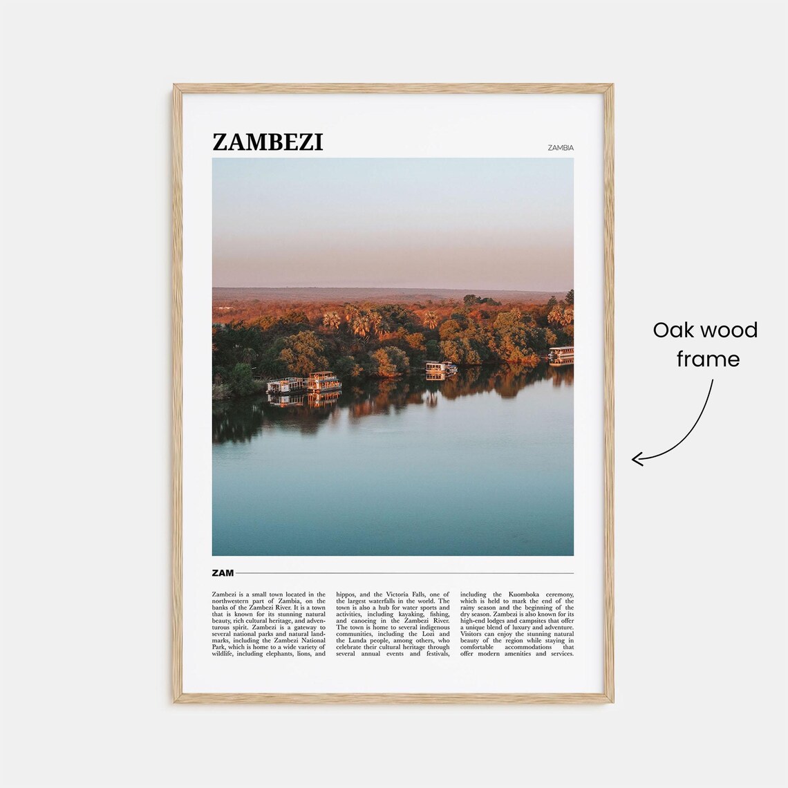 Zambezi Travel Poster, Zambia River Landscape - Image 3