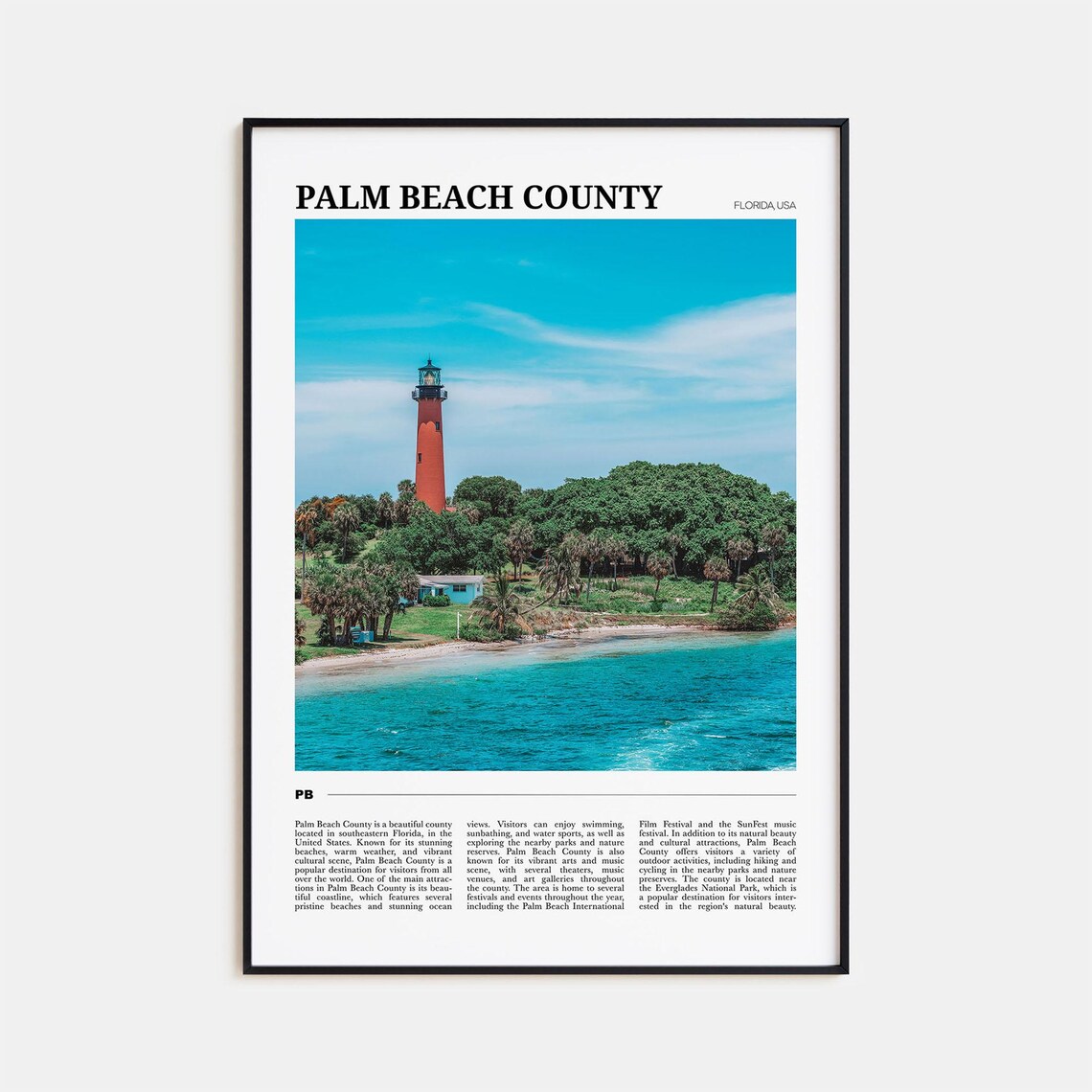 Palm Beach County Travel Poster, Florida Wall Art