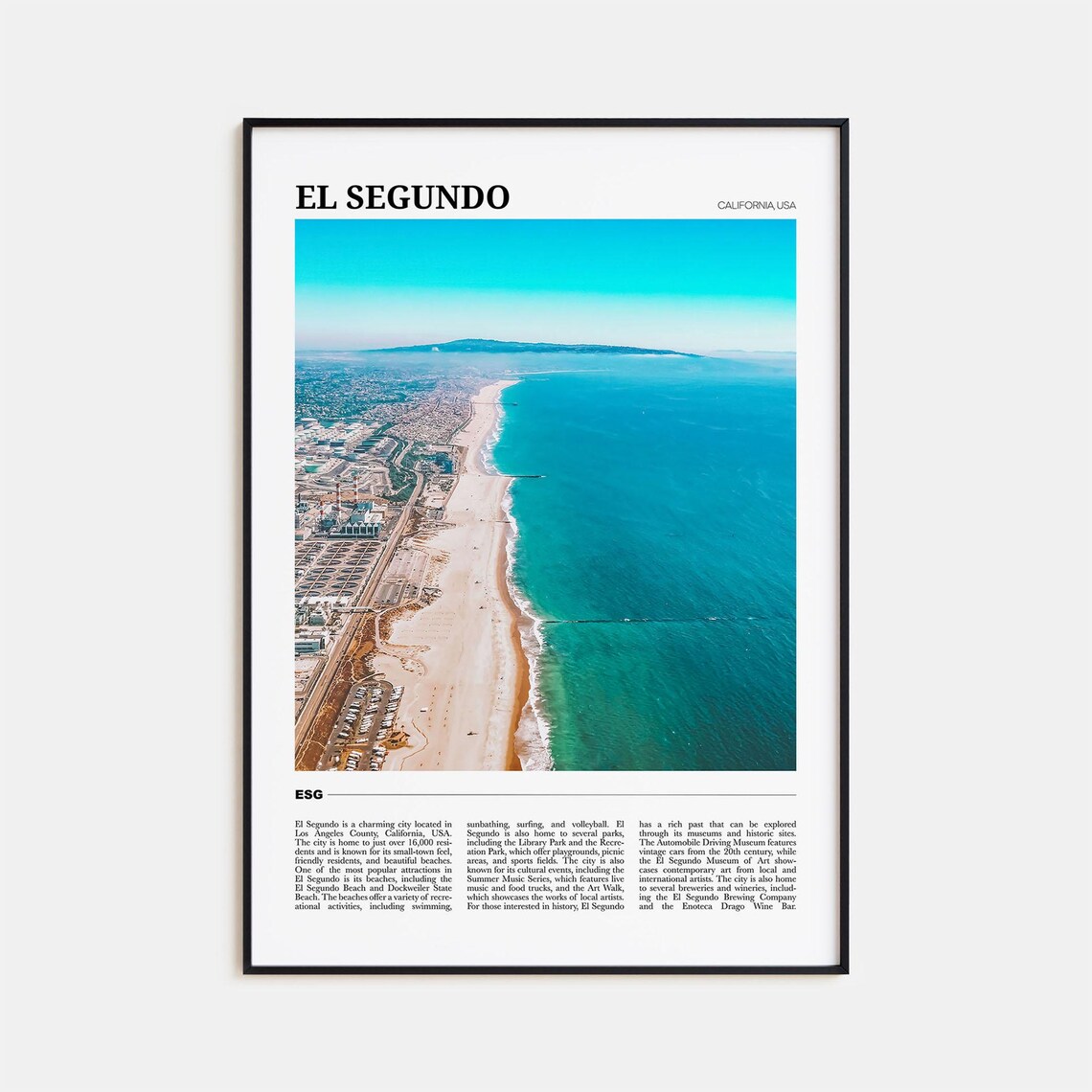 El Segundo Travel Poster, California Wall Art Print