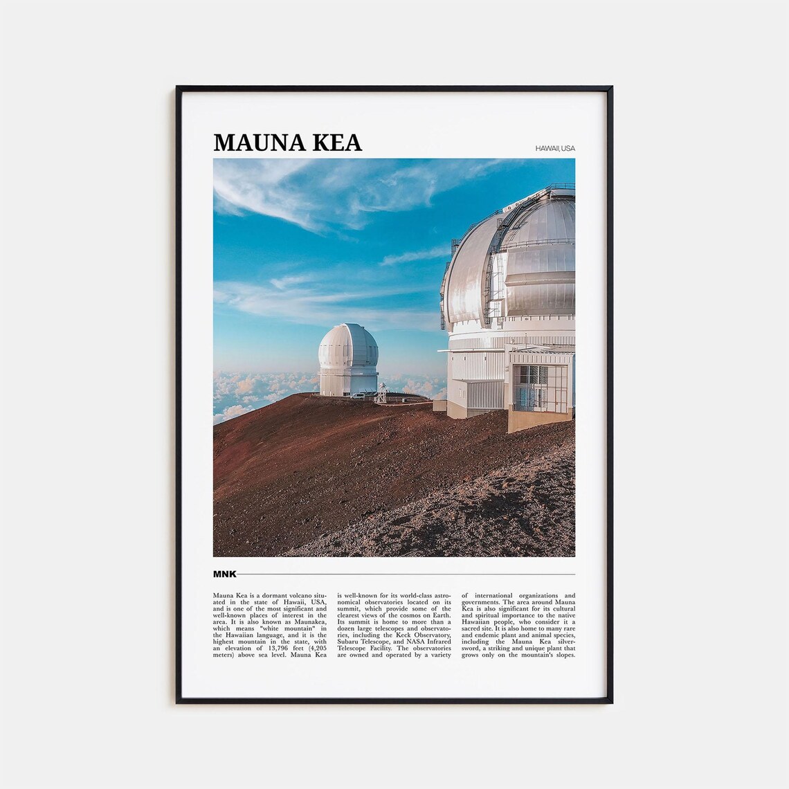Mauna Kea Travel Poster, Hawaii Place Art Print