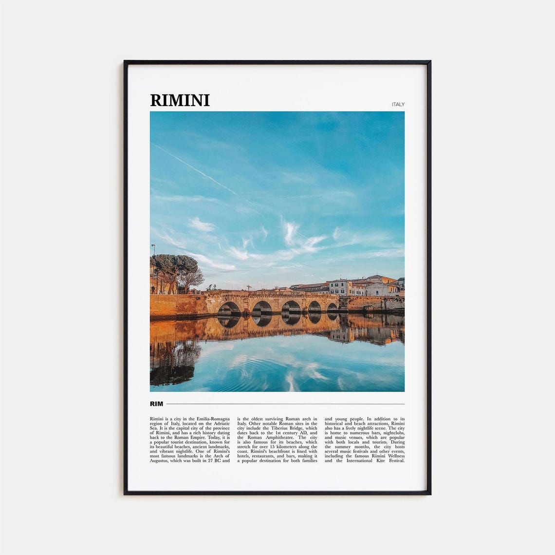 Rimini Italy Roman Tiberius Bridge Sunset Reflection View Poster
