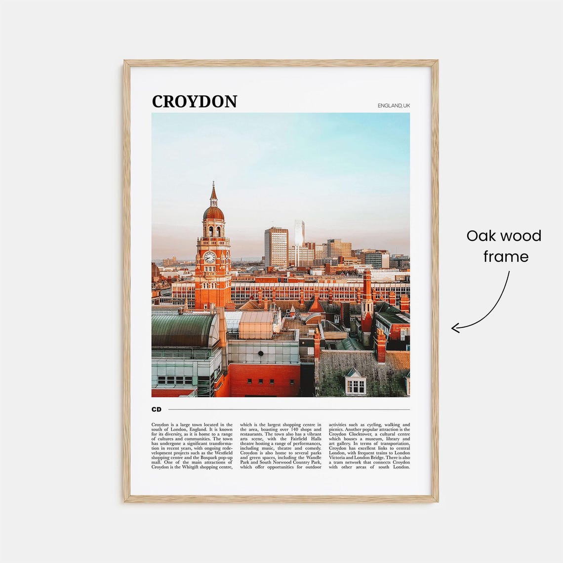 Croydon England United Kingdom Clock Tower Town View Travel Poster - Image 3