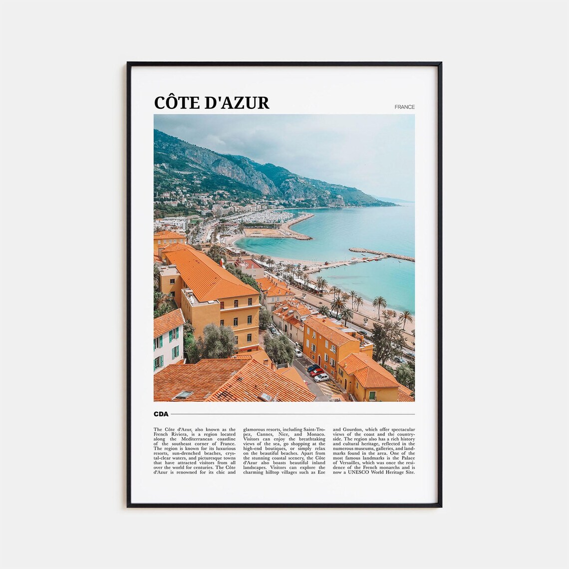 Cote dAzur France French Riviera Travel Photo Coast View Poster