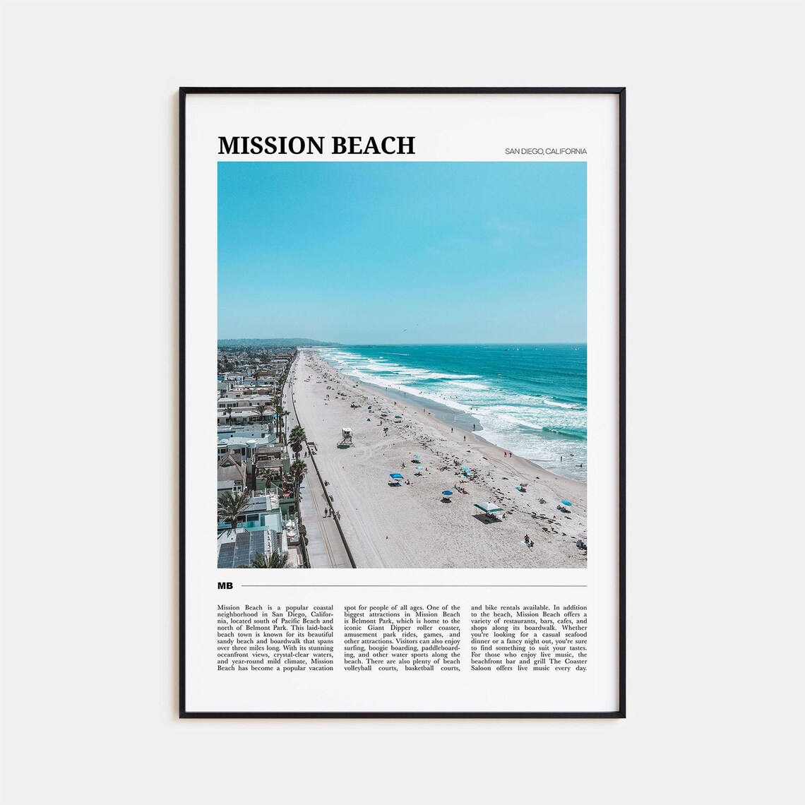 Mission Beach Travel Poster, San Diego No. 2