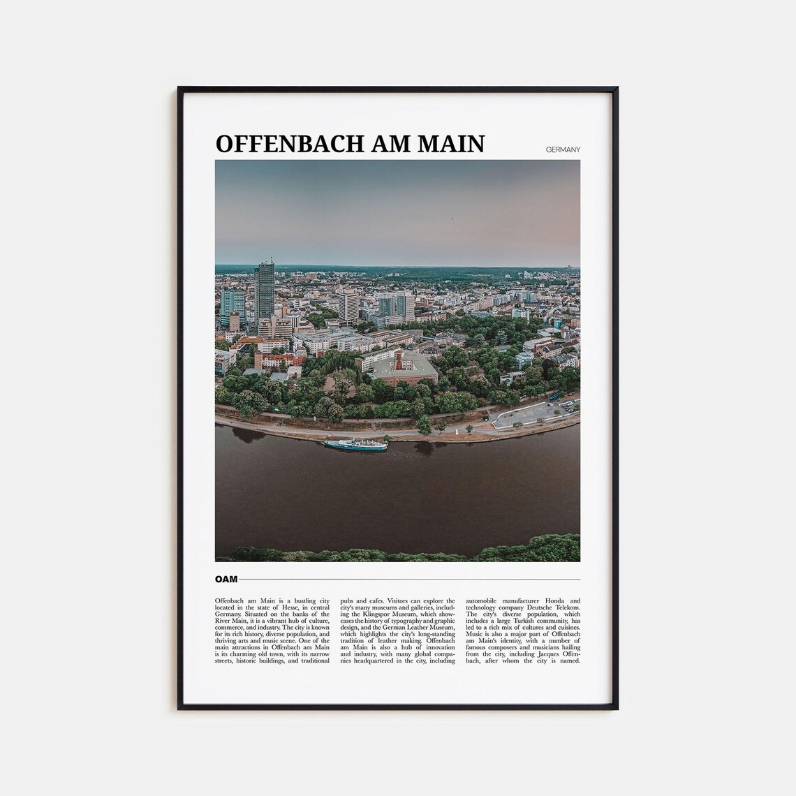 Offenbach am Main Germany Aerial River Cityscape Skyline Travel Poster