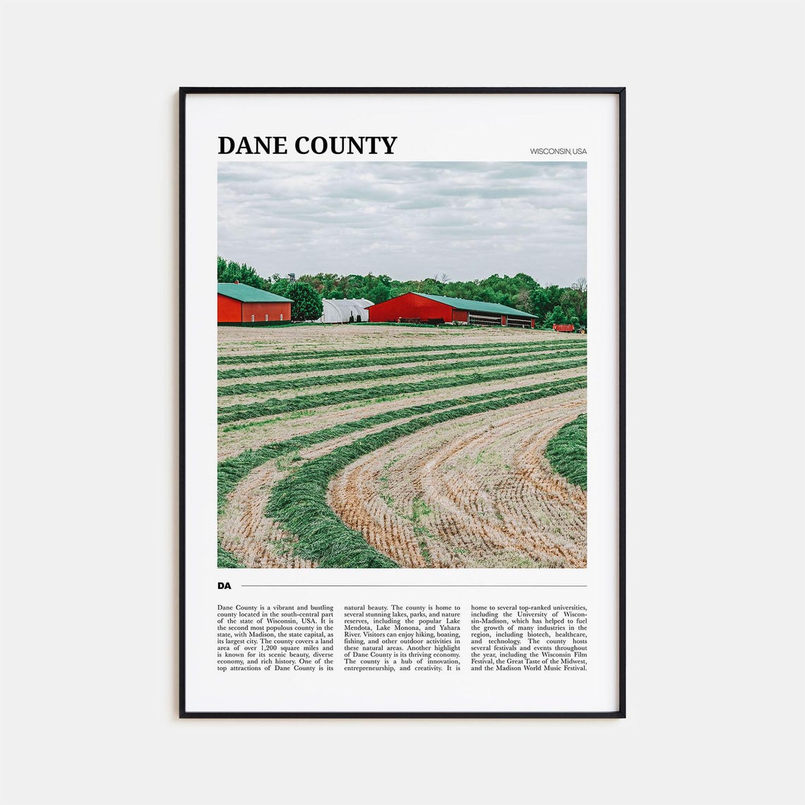 Dane County Wisconsin Farm Red Barns Hay Fields Rural Scenic Poster