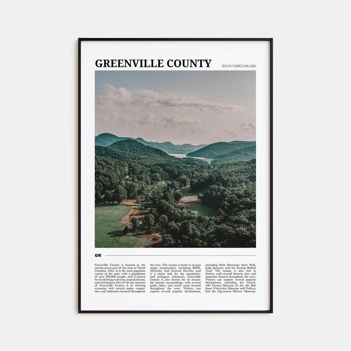 Greenville County Travel Poster Greenville County Wall Art Greenville County Poster Print Greenville County Photo Greenville Decor