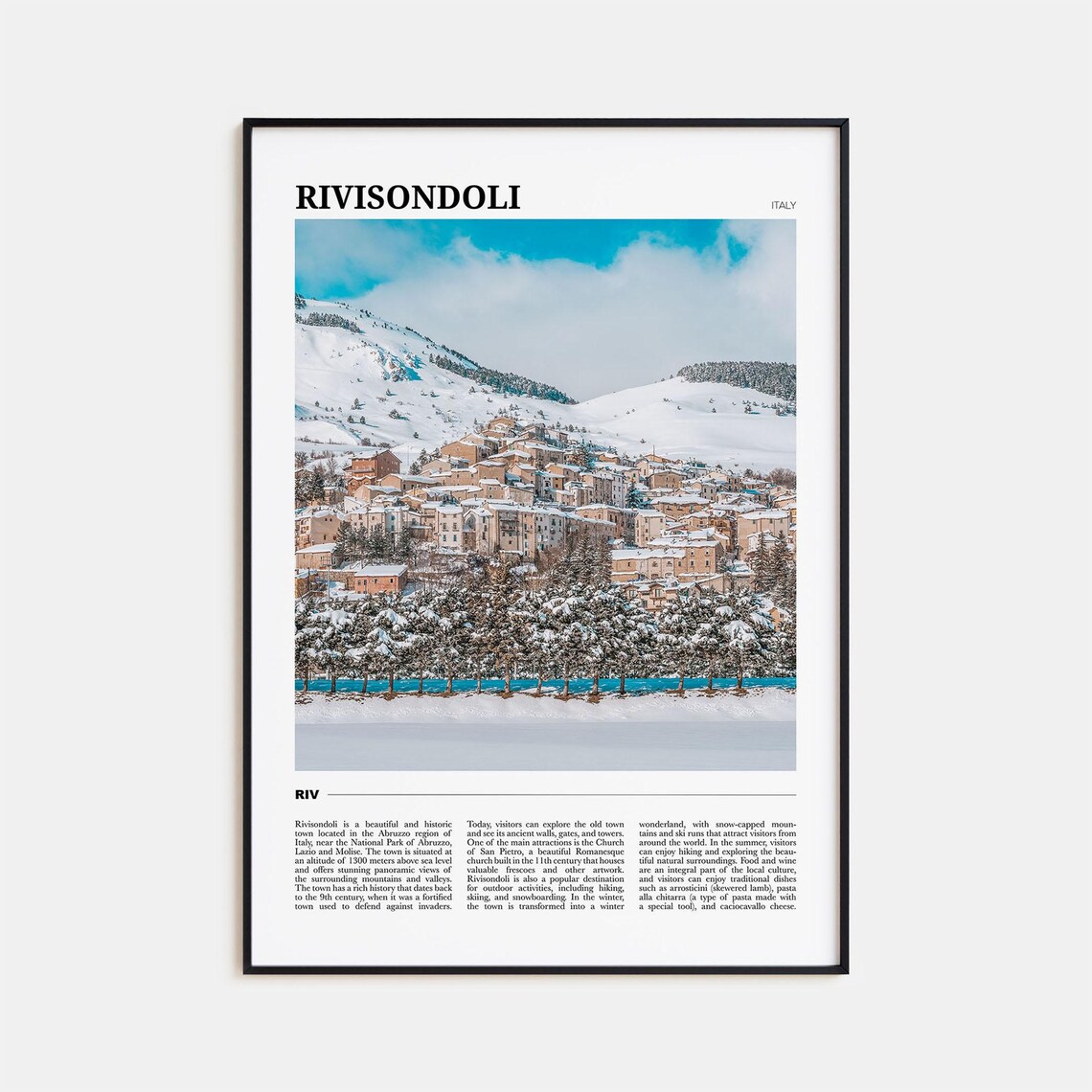 Rivisondoli Italy Snowy Alpine Village Winter Mountains Travel Poster