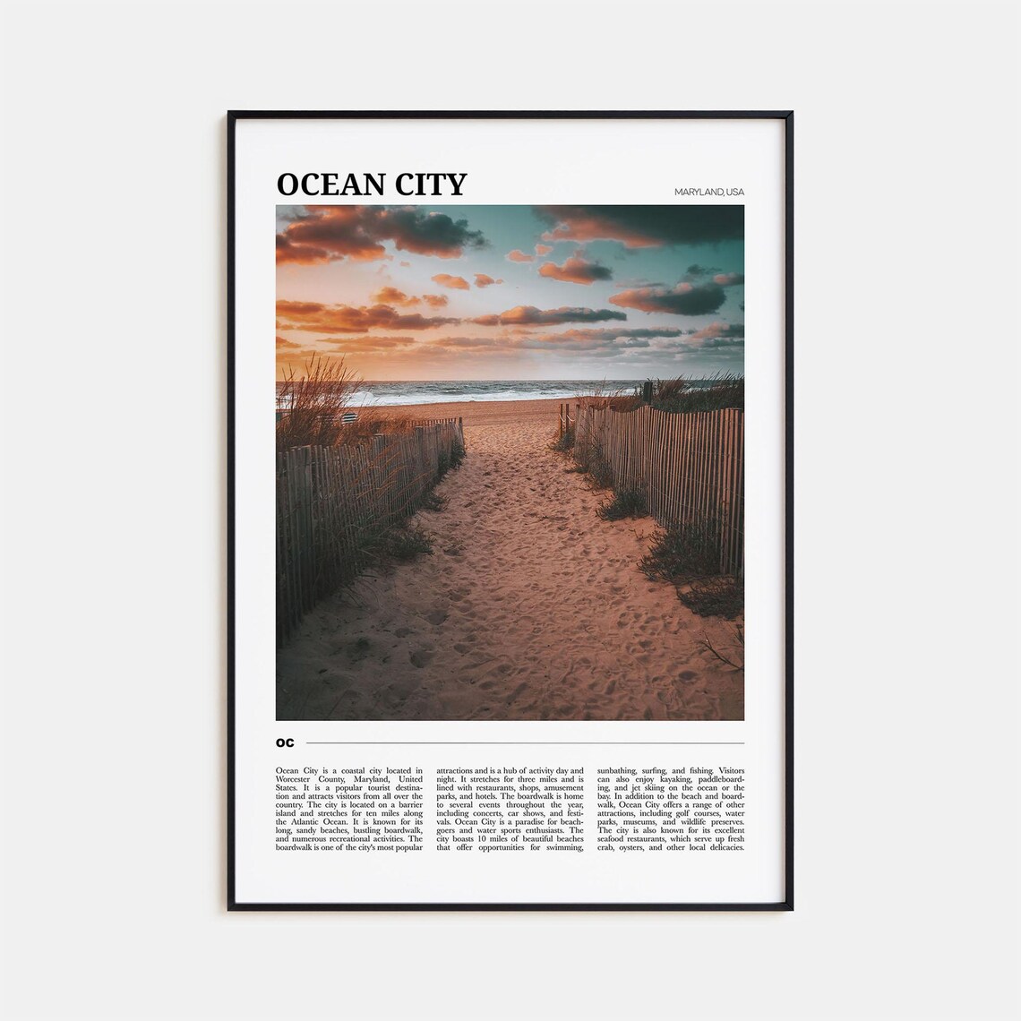 Ocean City Travel Poster, Maryland Wall Art Print