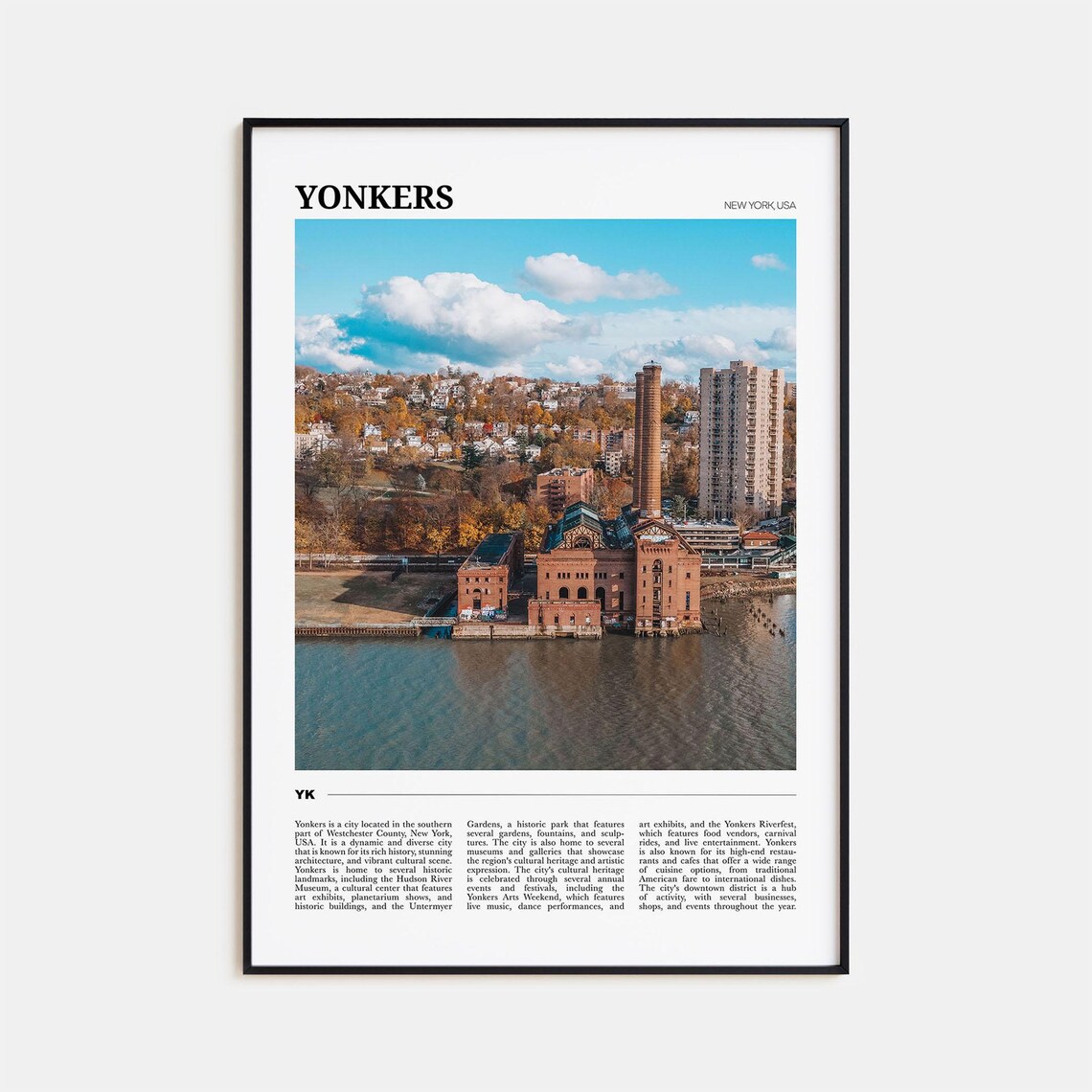 Yonkers New York USA Hudson Riverfront Skyline Photo Travel Poster