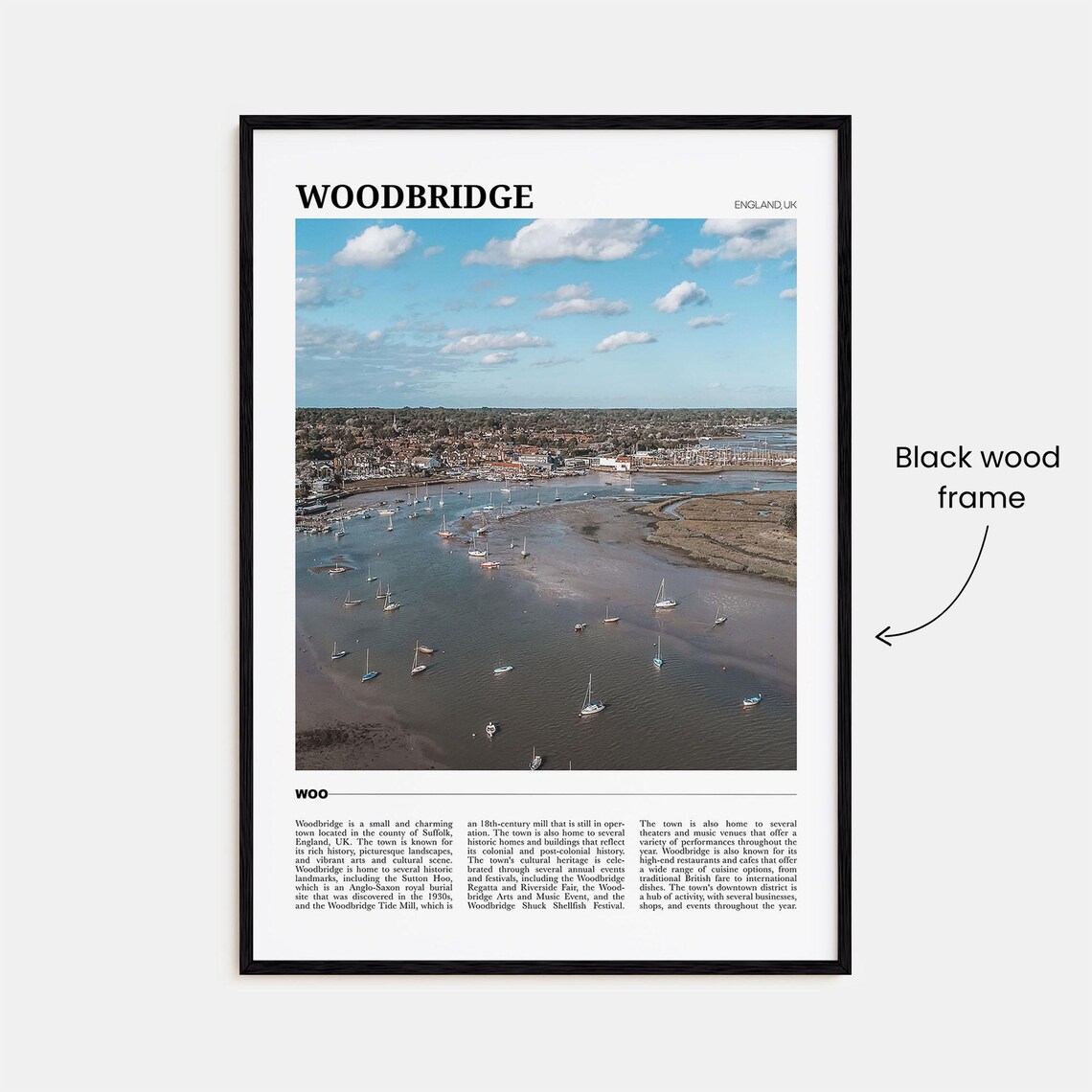 Woodbridge England UK Estuary Sailboats Aerial Photo Travel Poster - Image 2