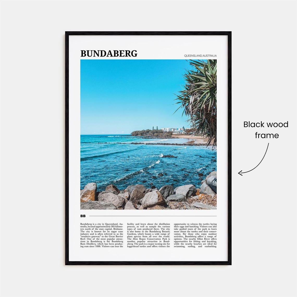 Bundaberg Queensland Australia Turquoise Beach Rocky Shore Poster - Image 2