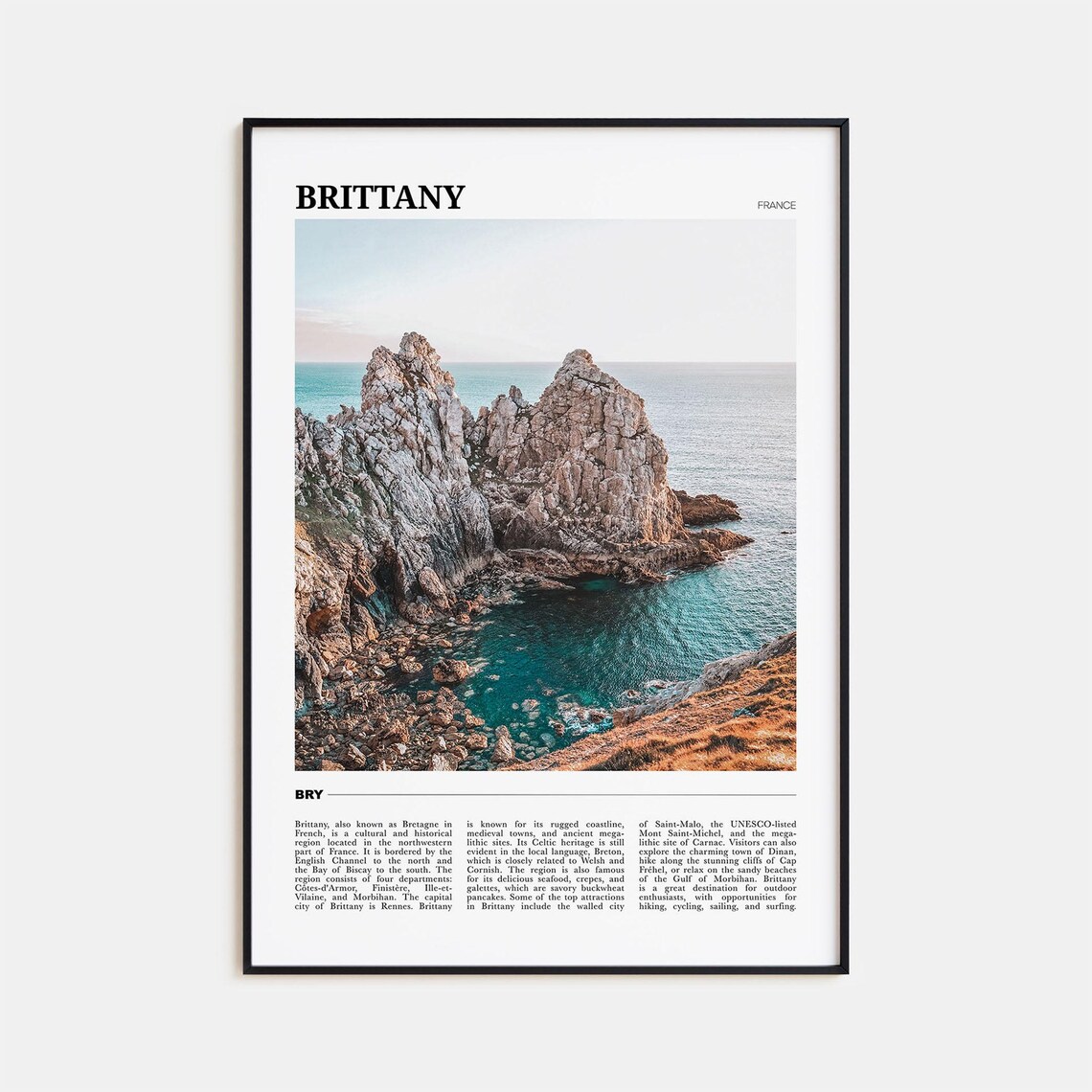Brittany France Rocky Coast Sea Stacks Ocean Photo Travel Poster