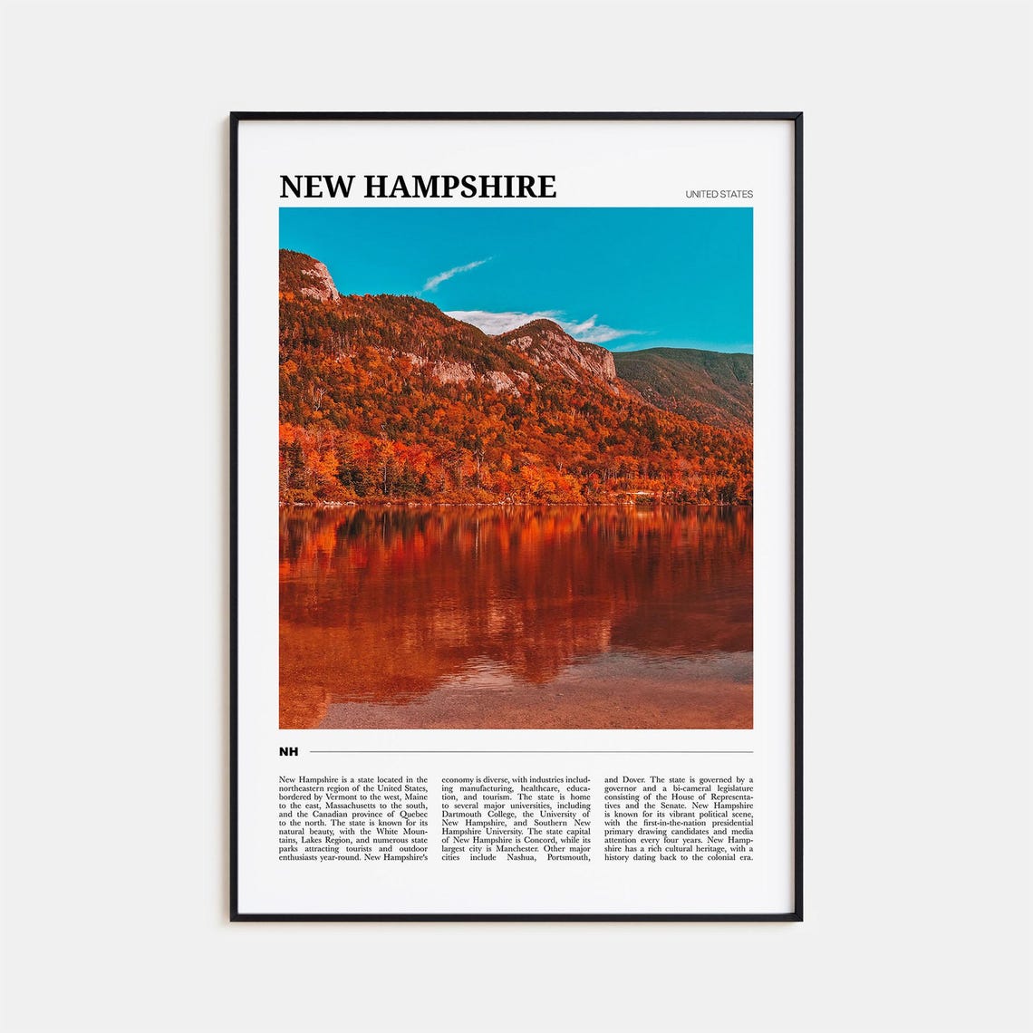 New Hampshire Travel Poster No 1 New Hampshire Wall Art New Hampshire Poster New Hampshire Photo New Hampshire Decor United States