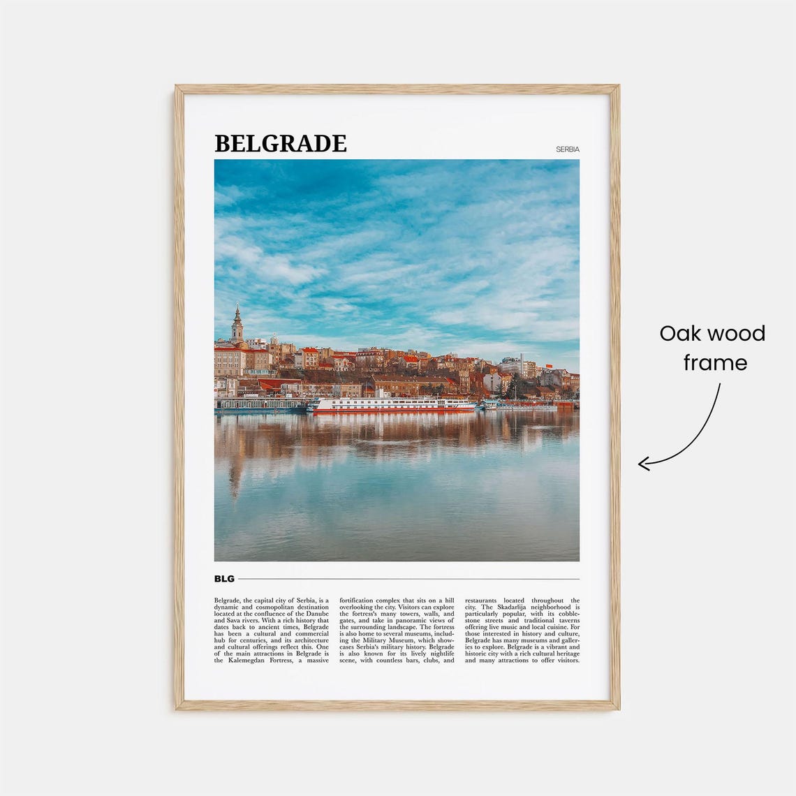 Belgrade Serbia Danube Riverfront Old Town Skyline Travel Poster - Image 3