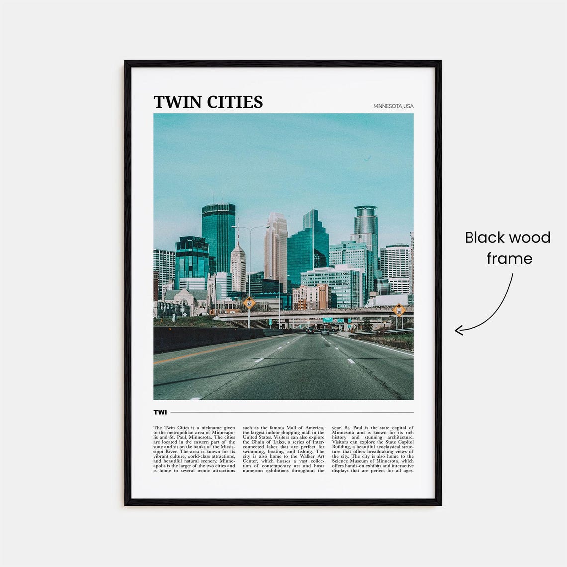 Twin Cities Minnesota Minneapolis Downtown Skyline Travel Poster - Image 2