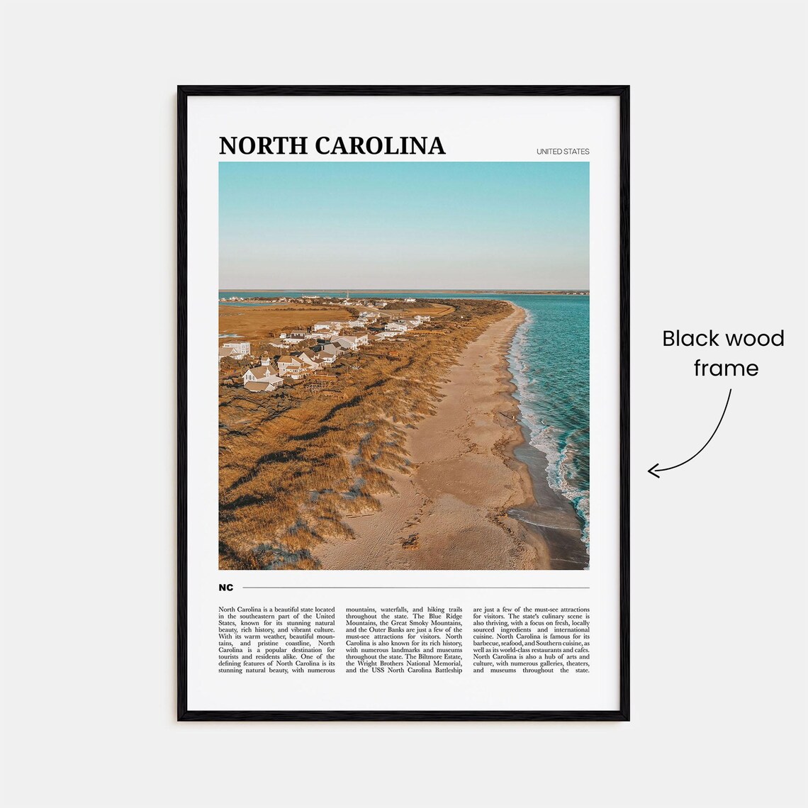 North Carolina Outer Banks Beach Aerial Travel Poster Series - Image 2