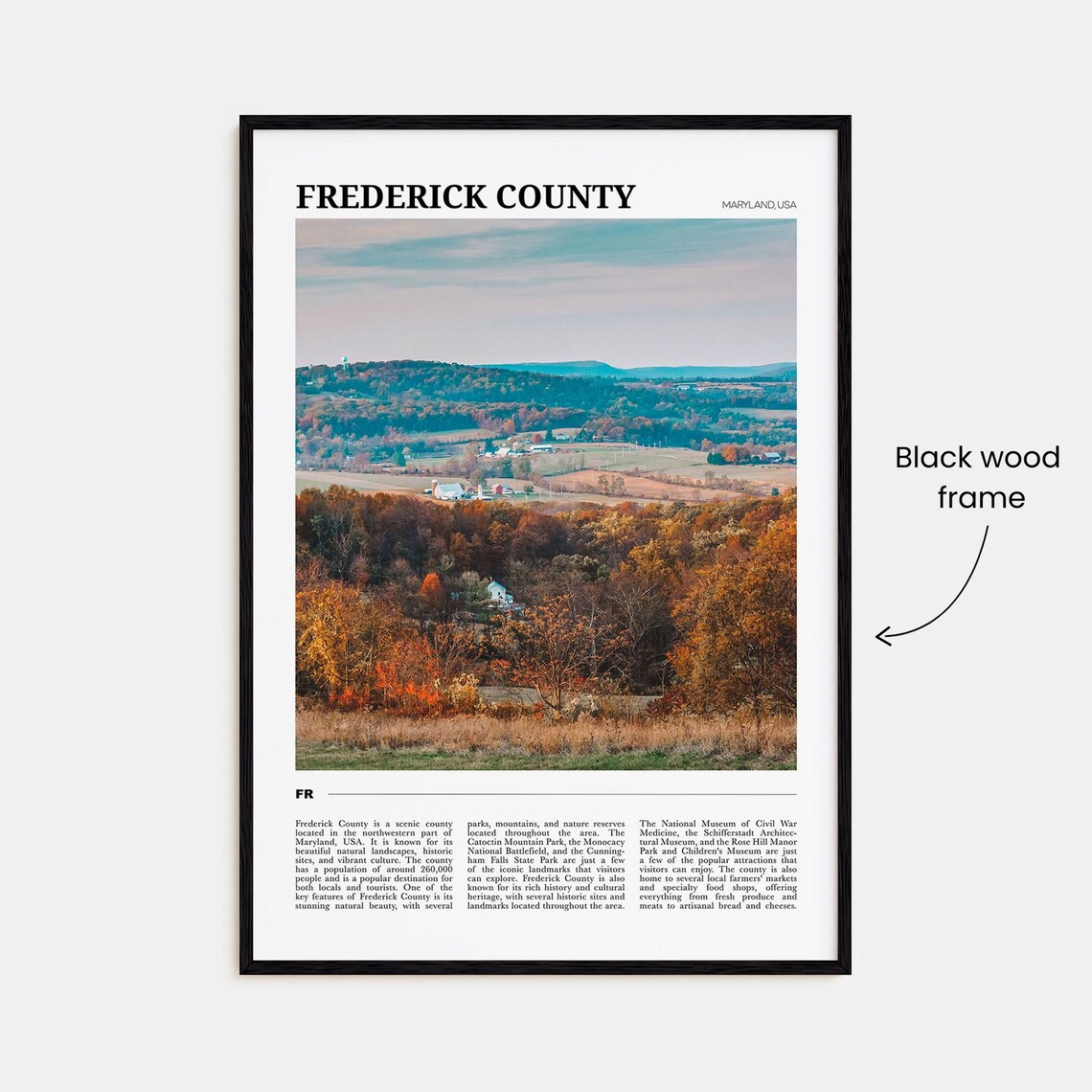 Frederick County Maryland Autumn Countryside Hills Travel Poster - Image 2