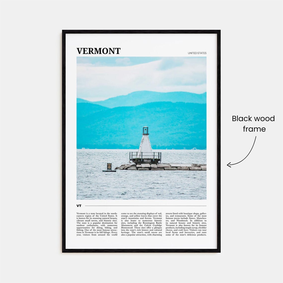 Vermont Lake Champlain Lighthouse and Blue Mountain Scenery Poster - Image 2