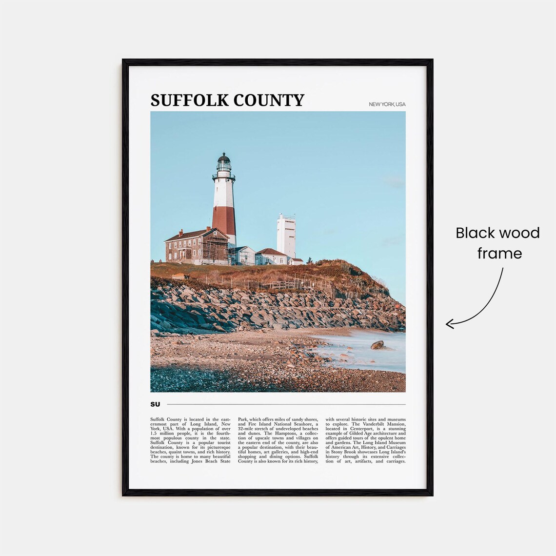 Suffolk County New York Montauk Lighthouse Rocky Coast Travel Poster - Image 2