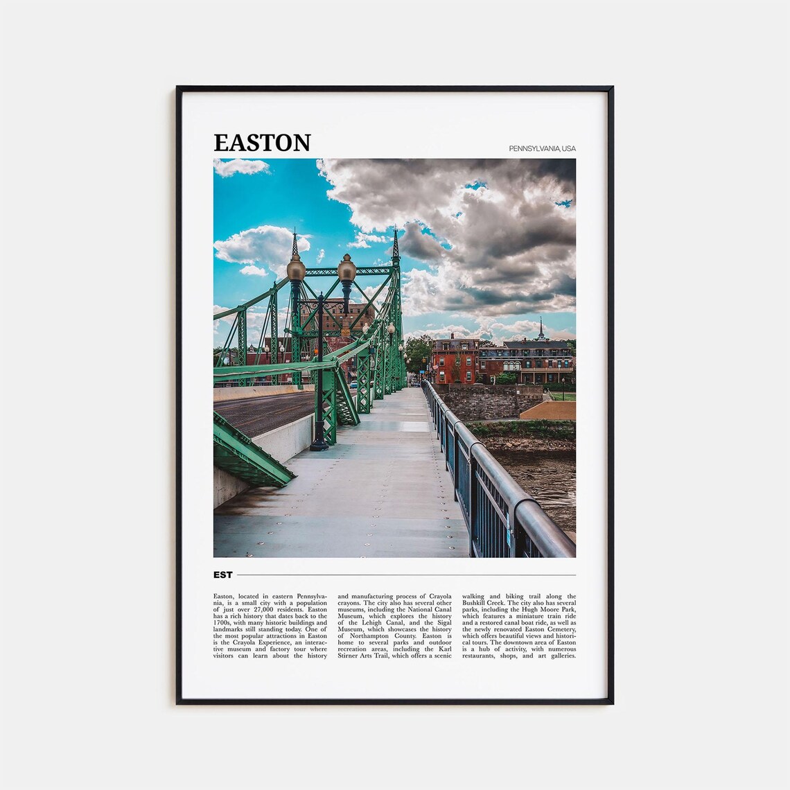 Easton Travel Poster, Pennsylvania USA Art Print