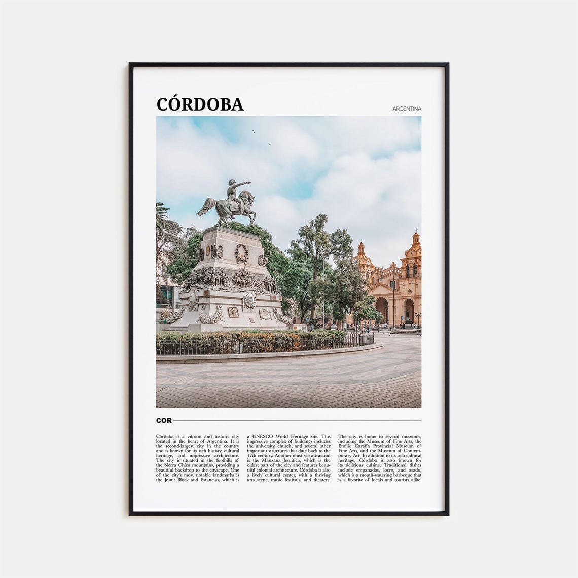 Cordoba Travel Poster Argentina Cordoba Wall Art Cordoba Poster Print Cordoba Photo Cordoba Decor Argentina