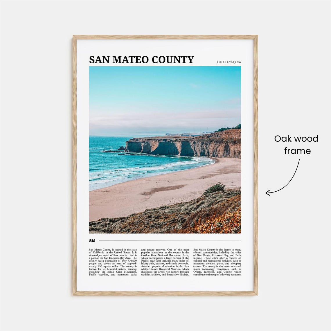 San Mateo County California Coastal Cliffs Beach Travel Poster - Image 3