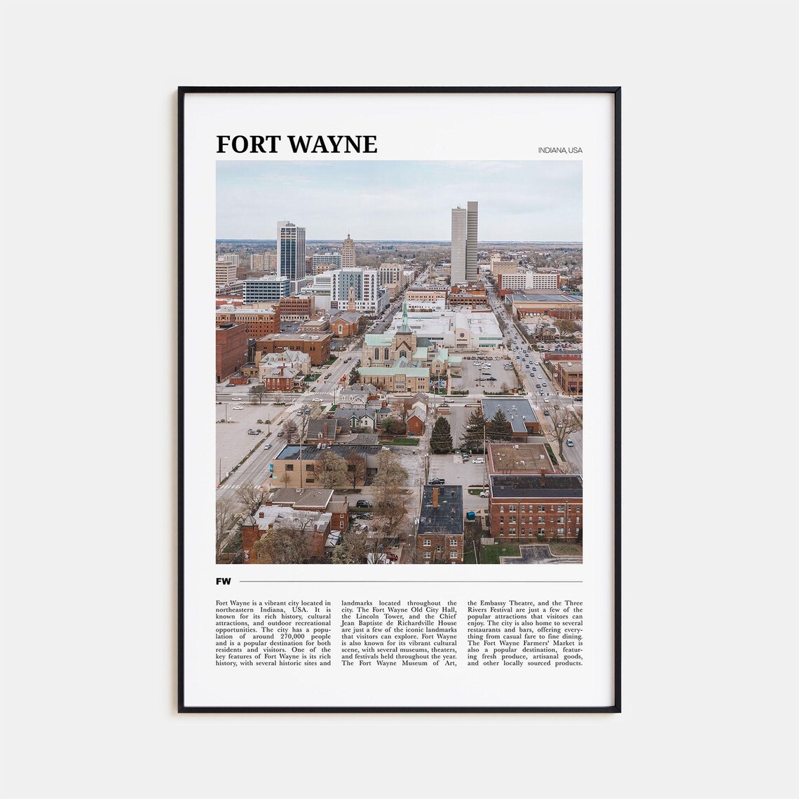 Fort Wayne Travel Poster, Indiana USA Art Print