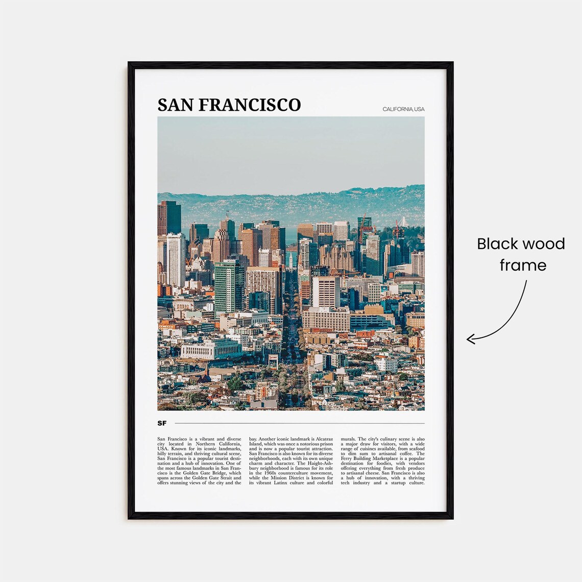 San Francisco California Skyline Aerial Photo City Travel Poster - Image 2