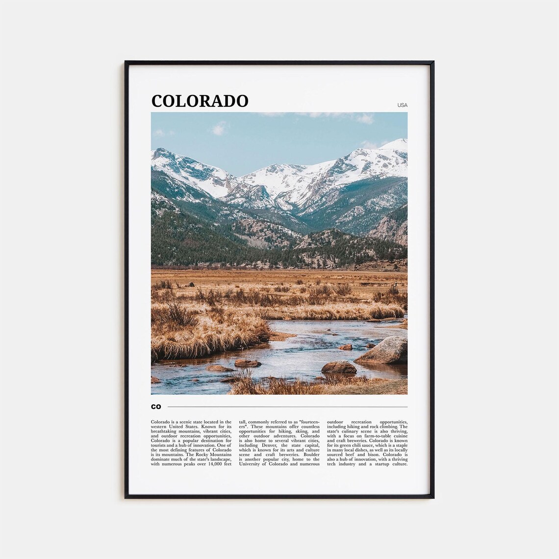 Colorado Travel Poster No 1, Colorado Poster Print