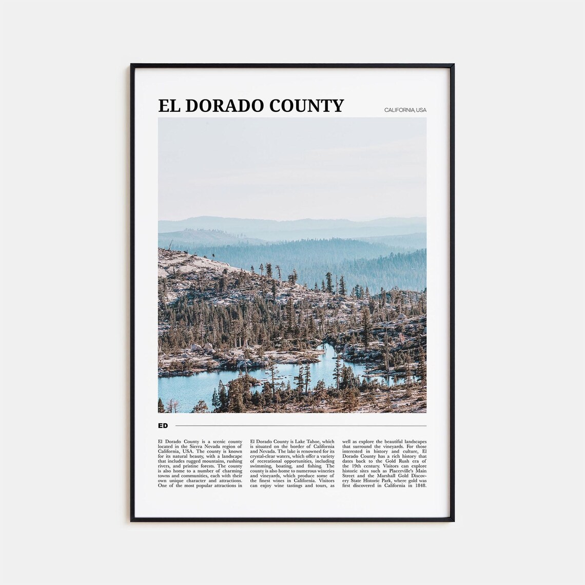 El Dorado County California Sierra Nevada Mountain Lake Poster