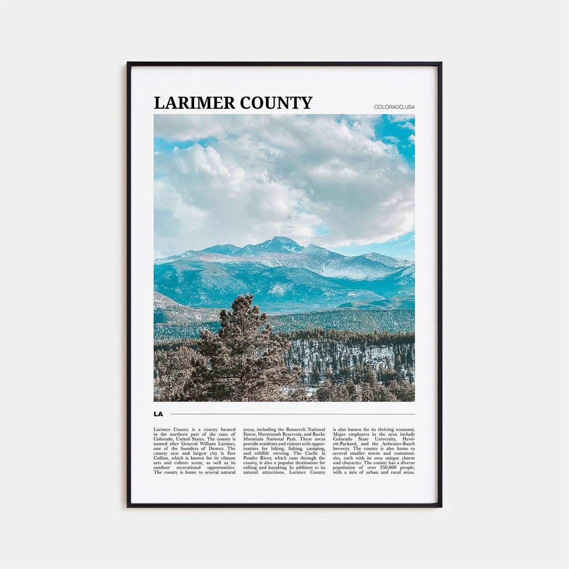 Larimer County Colorado Rocky Mountain Panorama Travel Poster