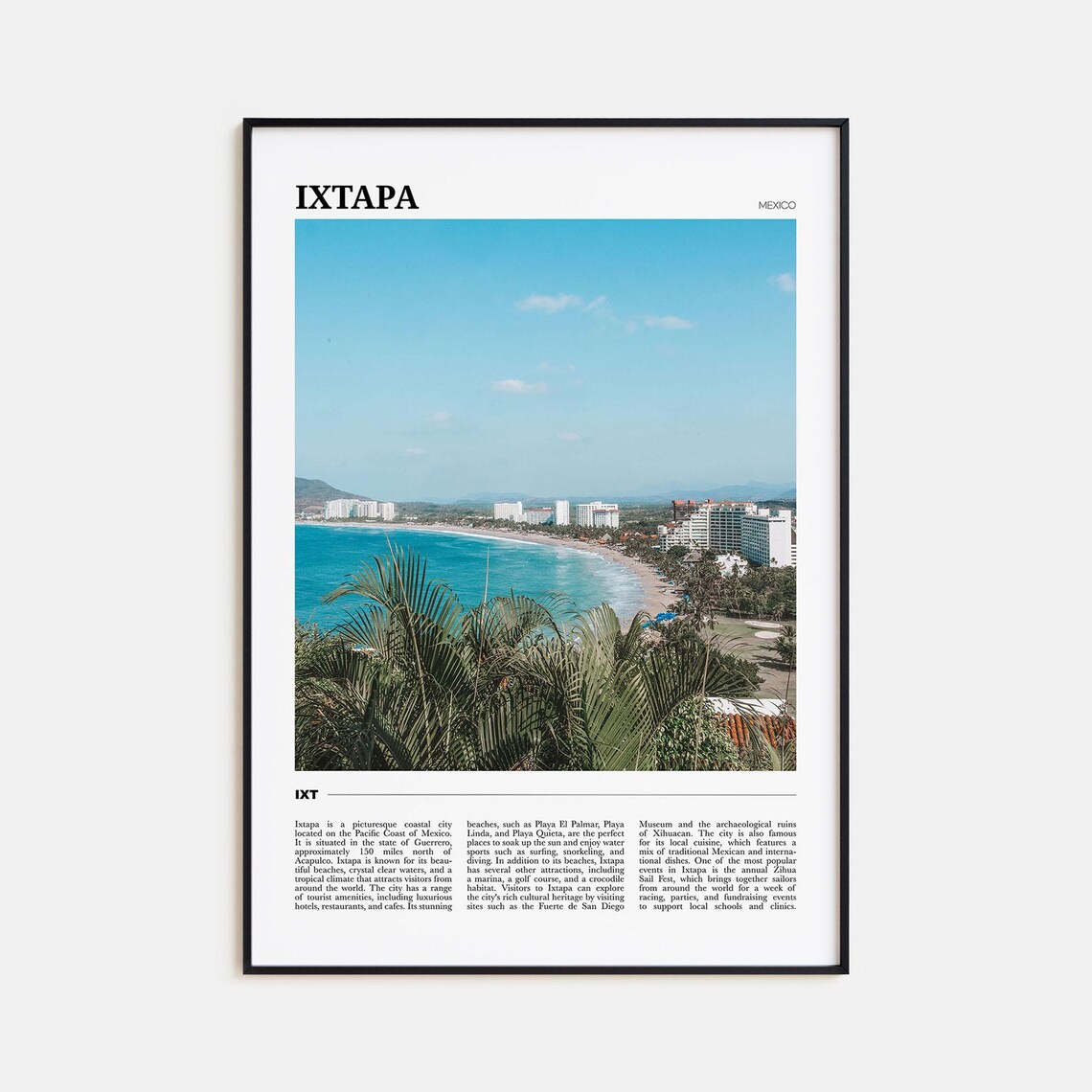Ixtapa Travel Poster, Mexico Place Art Print
