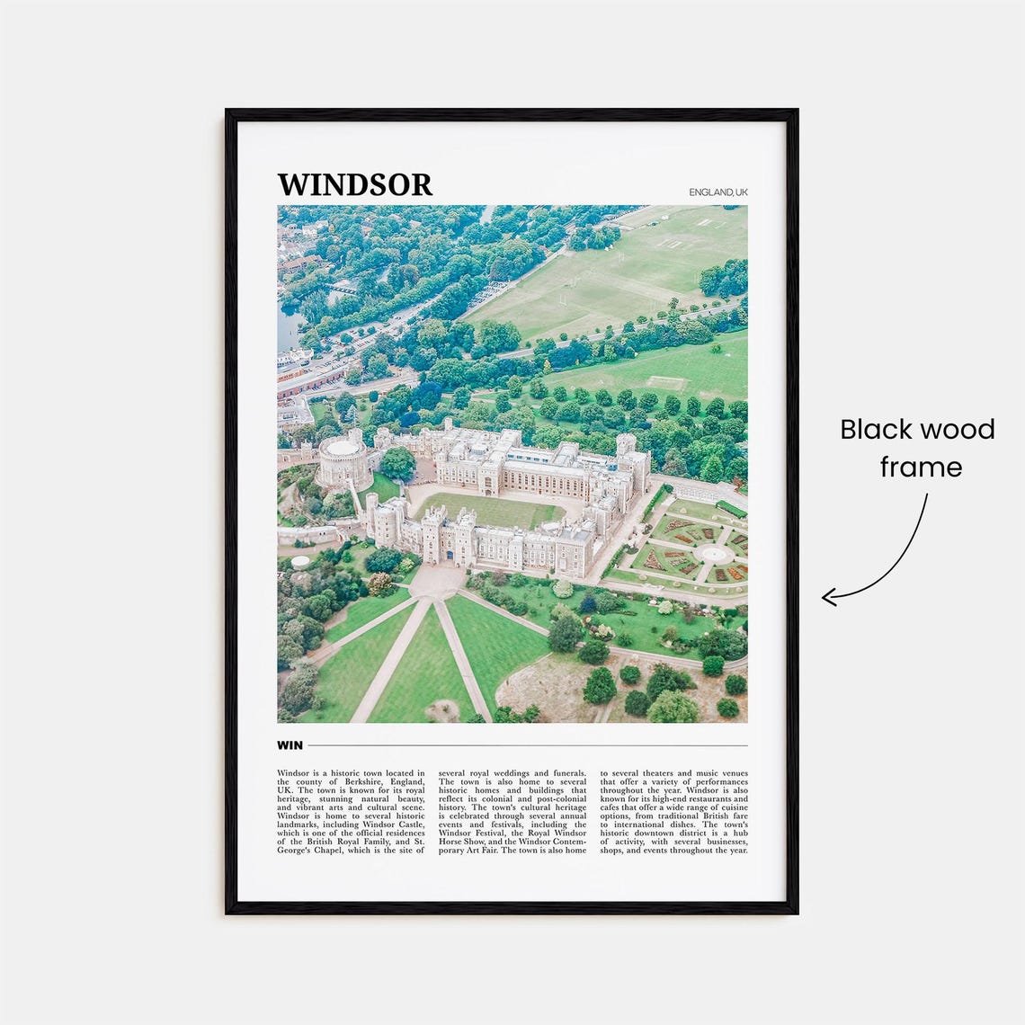 Windsor England Castle Aerial Royal Residence Grounds Travel Poster - Image 2