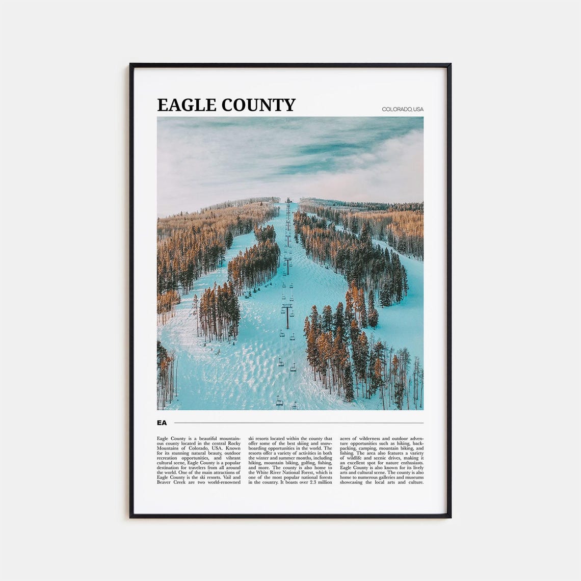 Eagle County Colorado Ski Slopes and Chairlifts Winter Poster