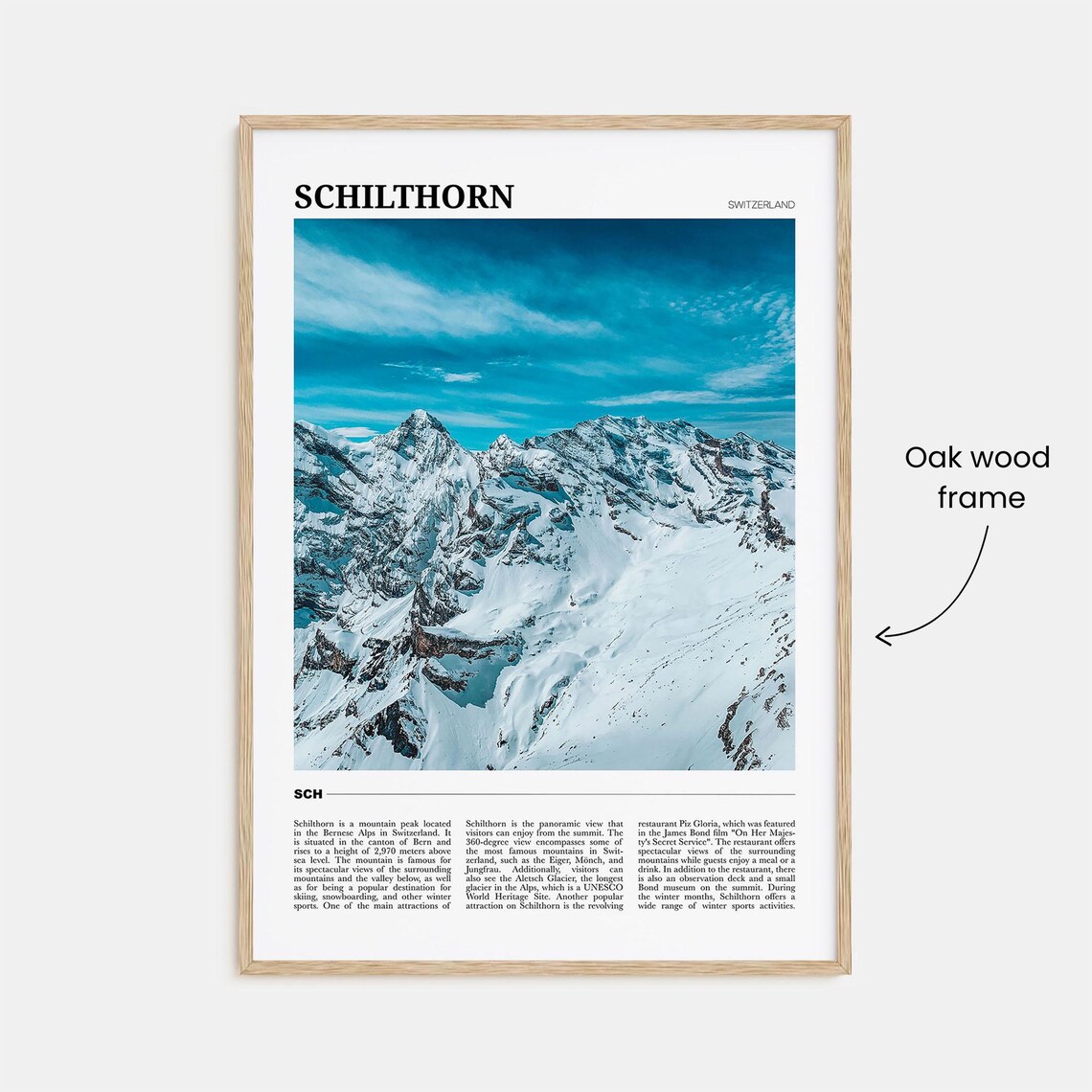 Schilthorn Switzerland Snowy Alpine Peaks Bernese Alps Travel Poster - Image 3