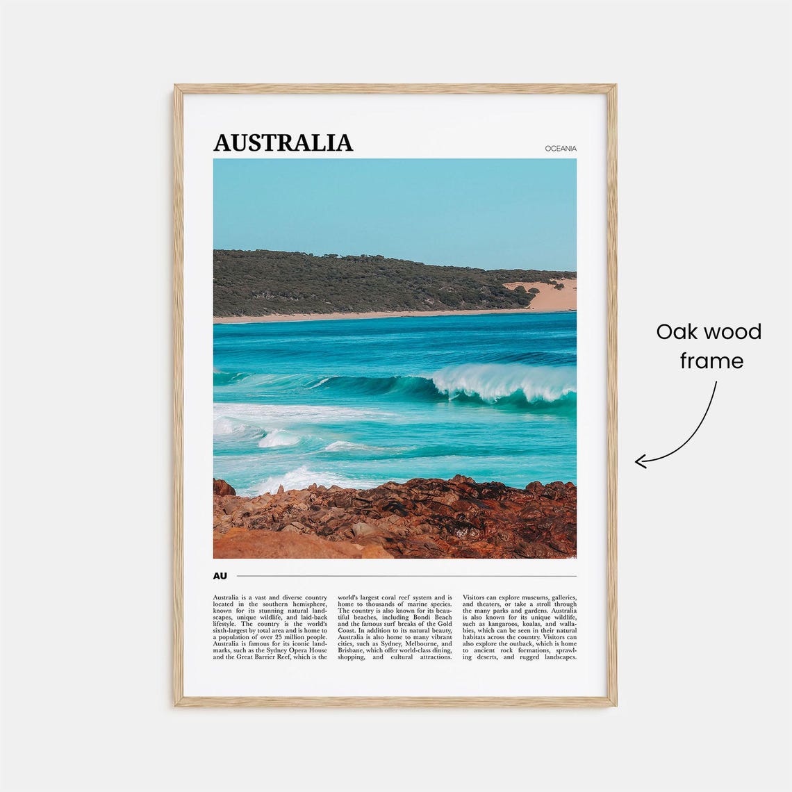 Australia Turquoise Ocean Surf Rocky Coastline Travel Poster - Image 3