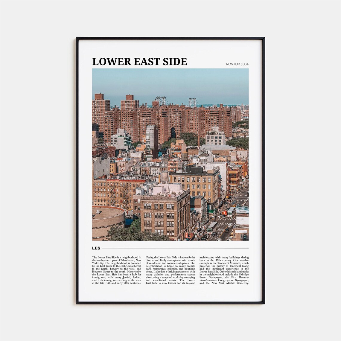 Lower East Side Travel Poster, New York Wall Art