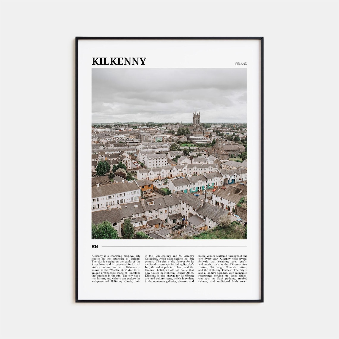 Kilkenny Ireland Medieval City Aerial Travel Poster Photo Art