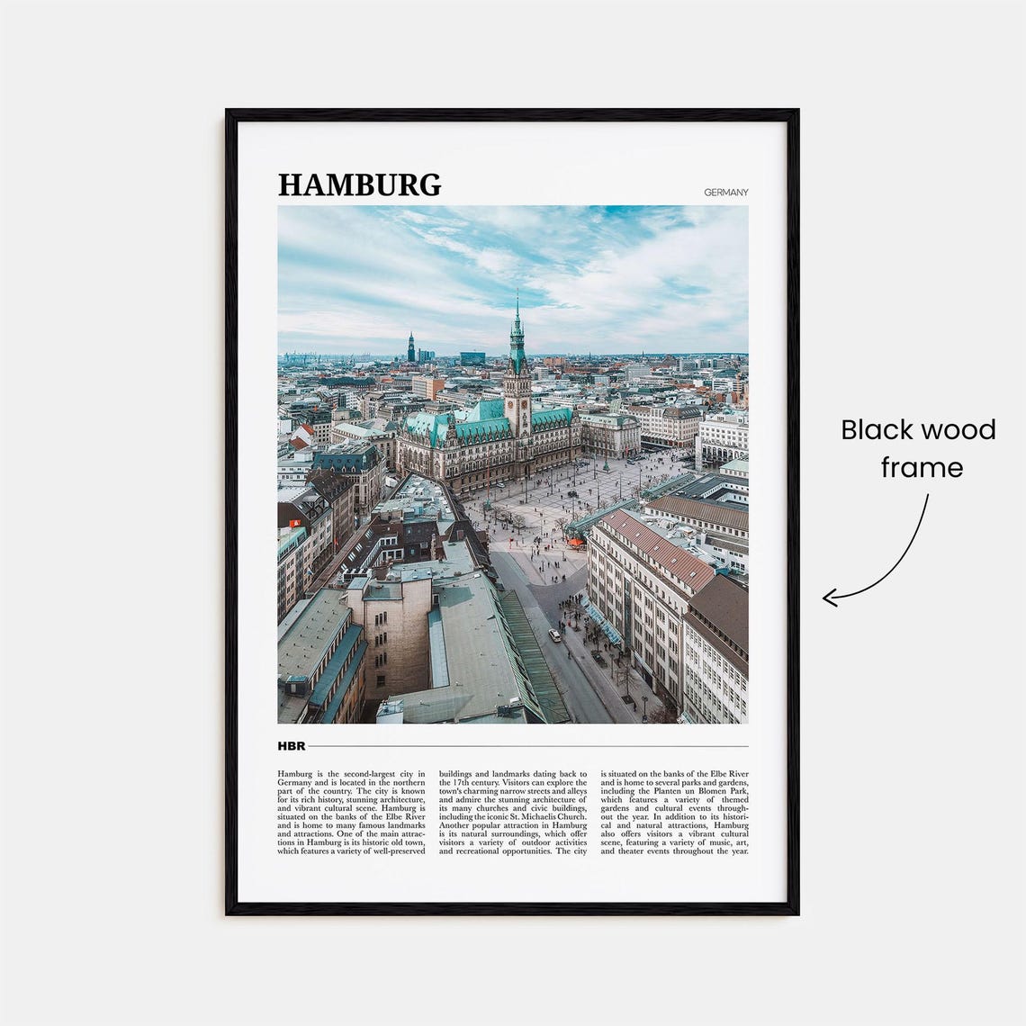 Hamburg Germany Historic Rathaus Square Aerial View Travel Poster - Image 2