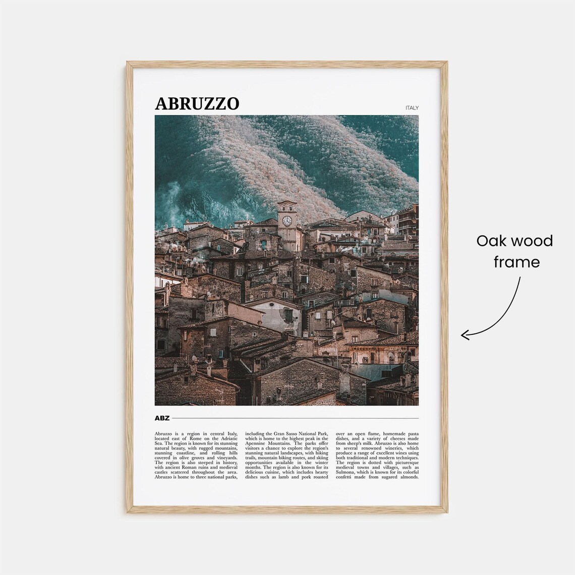Abruzzo Italy Hilltop Town Mountain Village Travel Photo Poster - Image 3