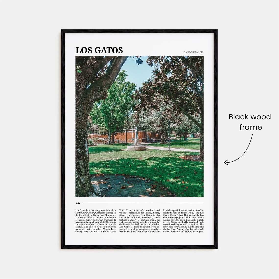 Los Gatos California Town Park Fountain Green Travel Poster Series - Image 2