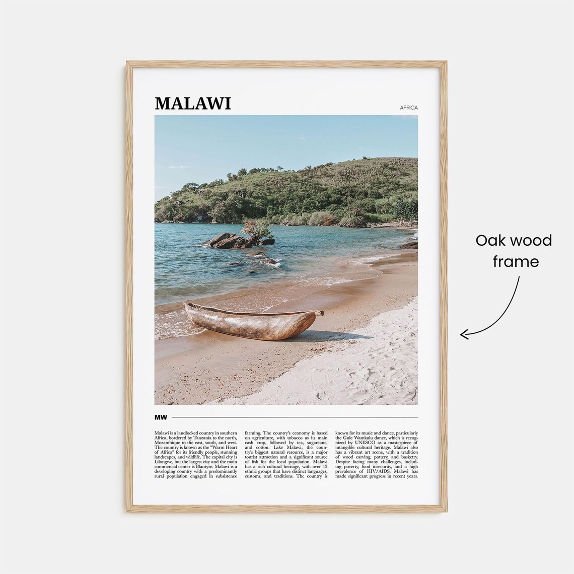 Malawi Africa Beach Dugout Canoe Lake Shoreline Travel Poster - Image 3